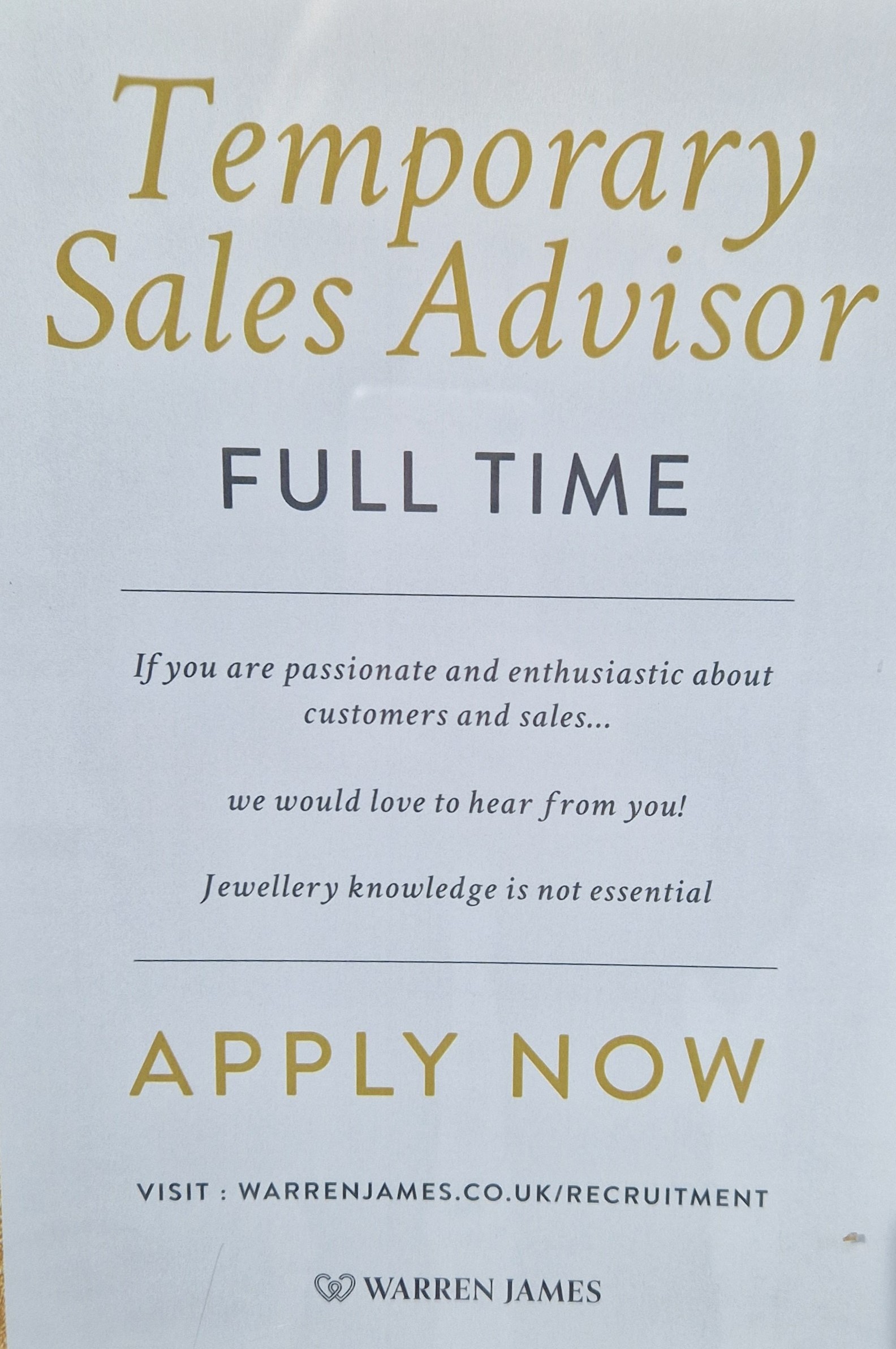 Warren James Clydebank Job Vacancy Clyde Shopping Centre